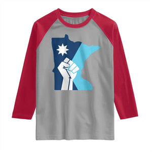 Minnesota Strong Fist Power Graphic Raglan Shirt Social Justice Solidarity TS02 Sport Gray Red Print Your Wear