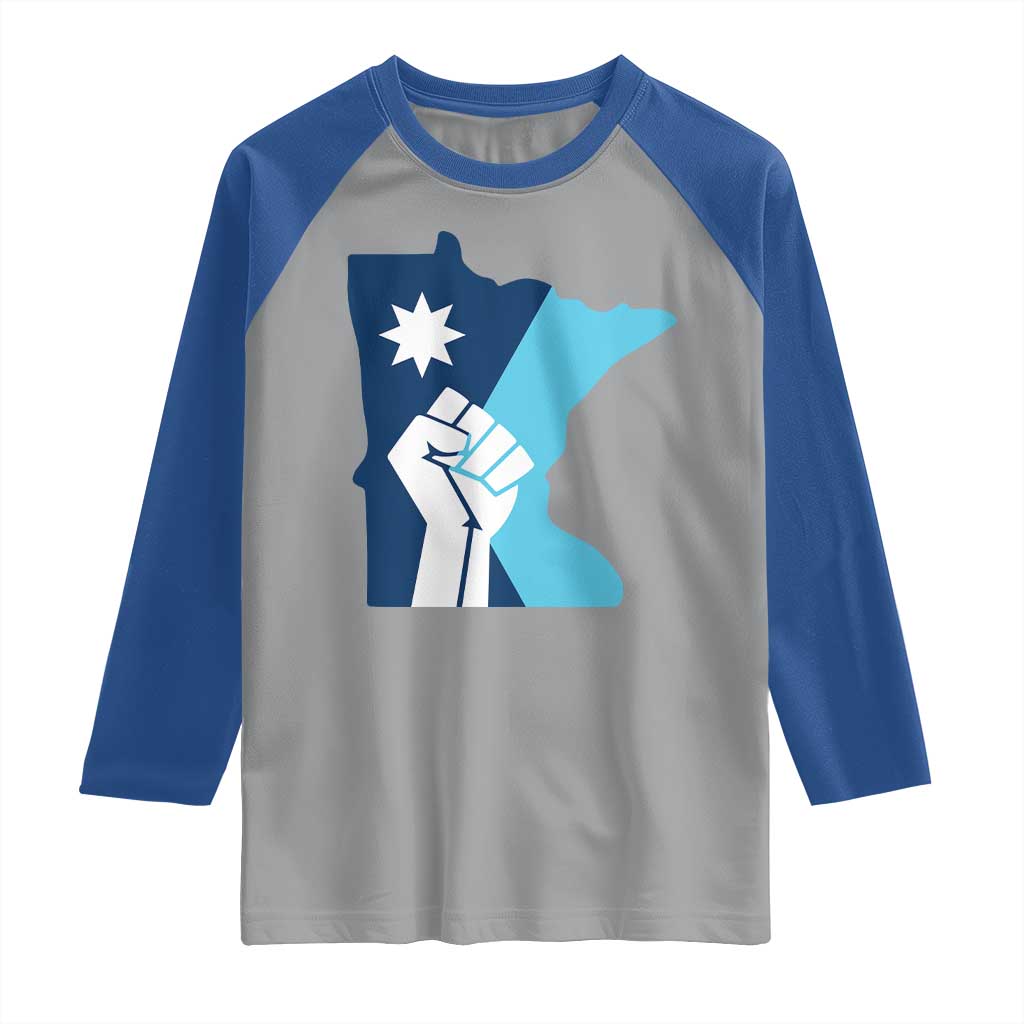 Minnesota Strong Fist Power Graphic Raglan Shirt Social Justice Solidarity TS02 Sport Gray Royal Print Your Wear
