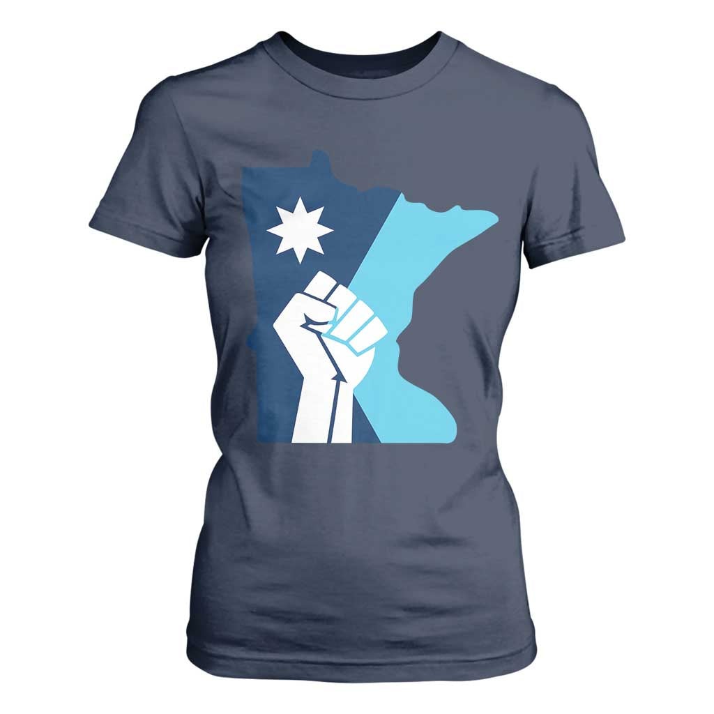Minnesota Strong Fist Power Graphic T Shirt For Women Social Justice Solidarity TS02 Navy Print Your Wear