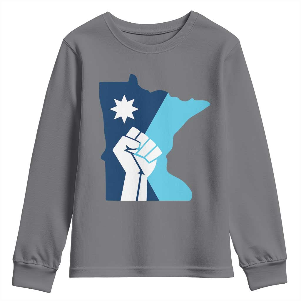 Minnesota Strong Fist Power Graphic Youth Sweatshirt Social Justice Solidarity TS02 Charcoal Print Your Wear