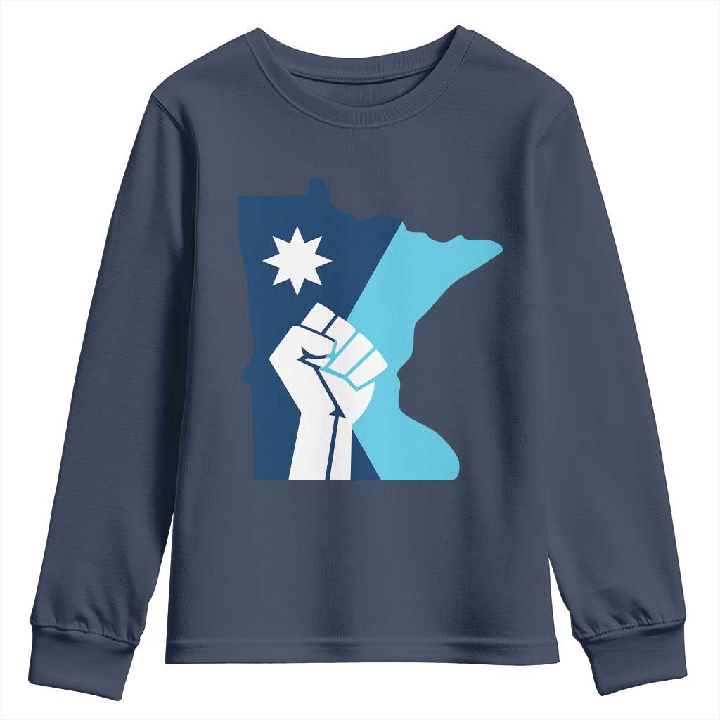 Minnesota Strong Fist Power Graphic Youth Sweatshirt Social Justice Solidarity TS02 Navy Print Your Wear