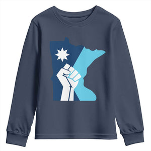 Minnesota Strong Fist Power Graphic Youth Sweatshirt Social Justice Solidarity TS02 Navy Print Your Wear