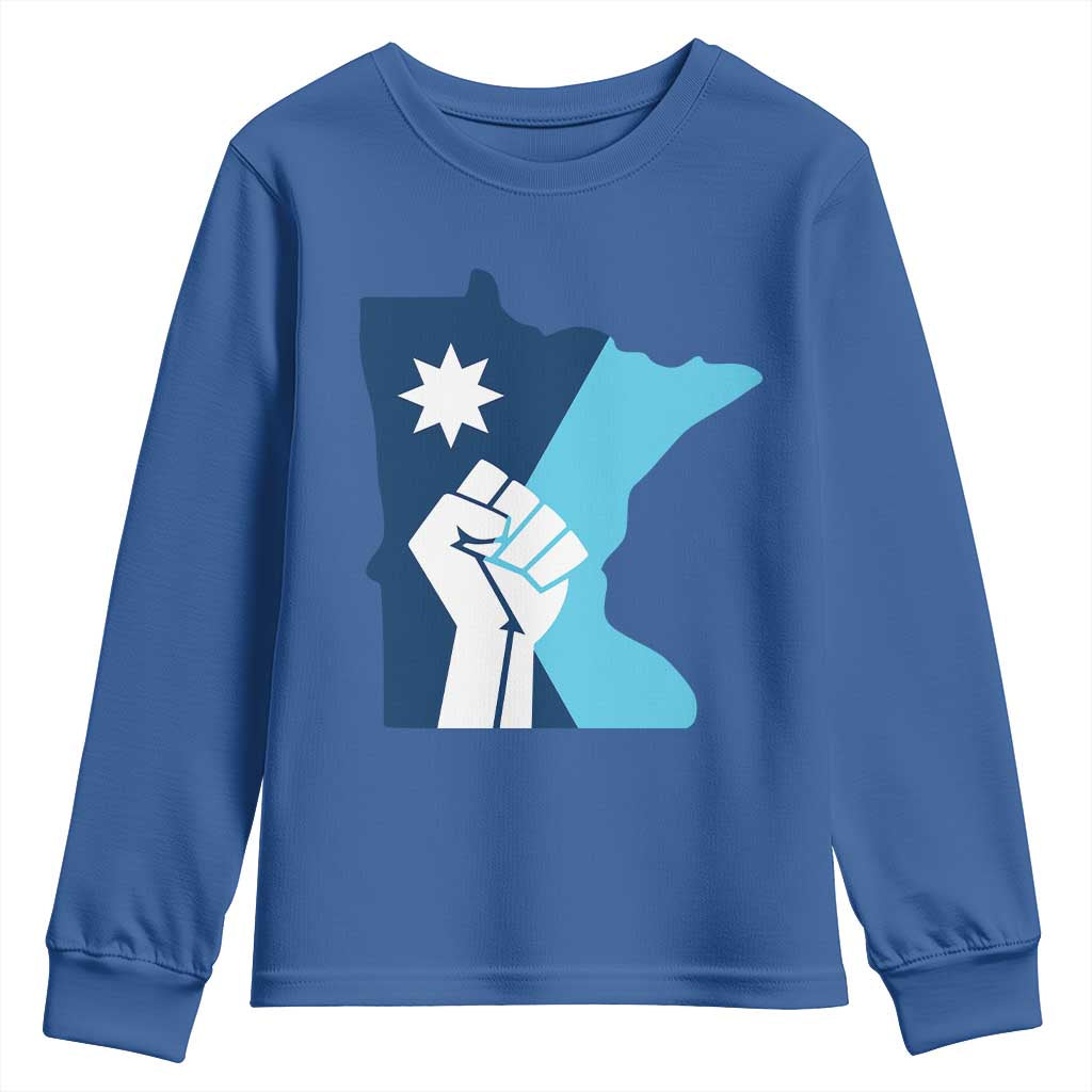 Minnesota Strong Fist Power Graphic Youth Sweatshirt Social Justice Solidarity TS02 Royal Blue Print Your Wear
