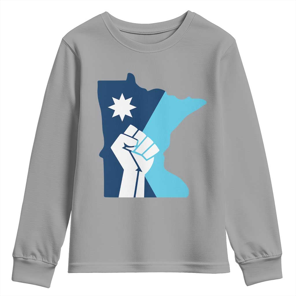 Minnesota Strong Fist Power Graphic Youth Sweatshirt Social Justice Solidarity TS02 Sport Gray Print Your Wear