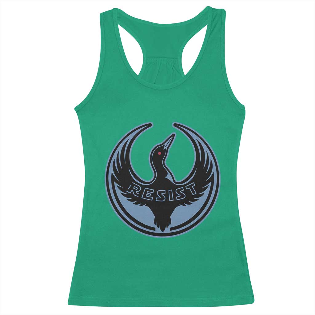 Minnesota Resist Loon Rebellion Emblem Racerback Tank Top TS02 Irish Green Print Your Wear