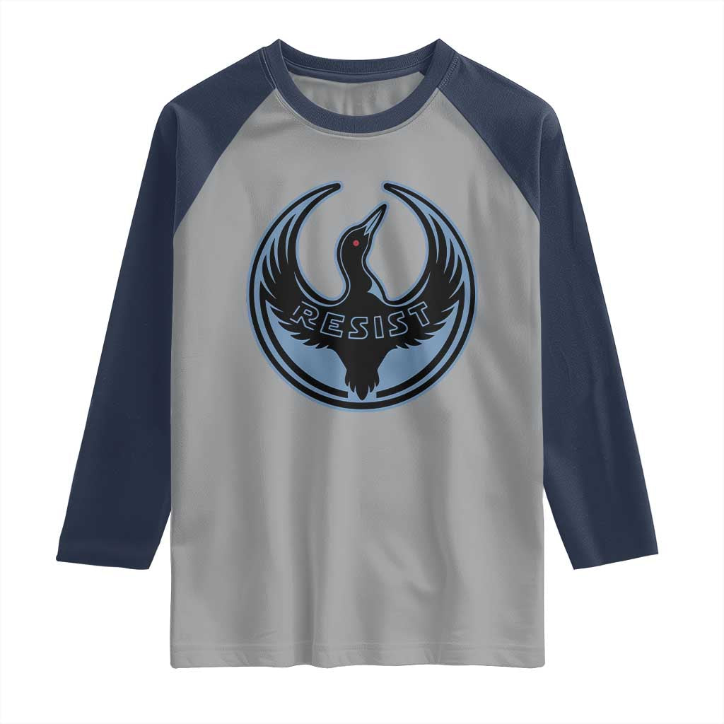 Minnesota Resist Loon Rebellion Emblem Raglan Shirt TS02 Sport Gray Navy Print Your Wear
