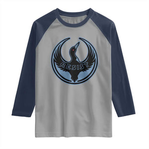 Minnesota Resist Loon Rebellion Emblem Raglan Shirt TS02 Sport Gray Navy Print Your Wear