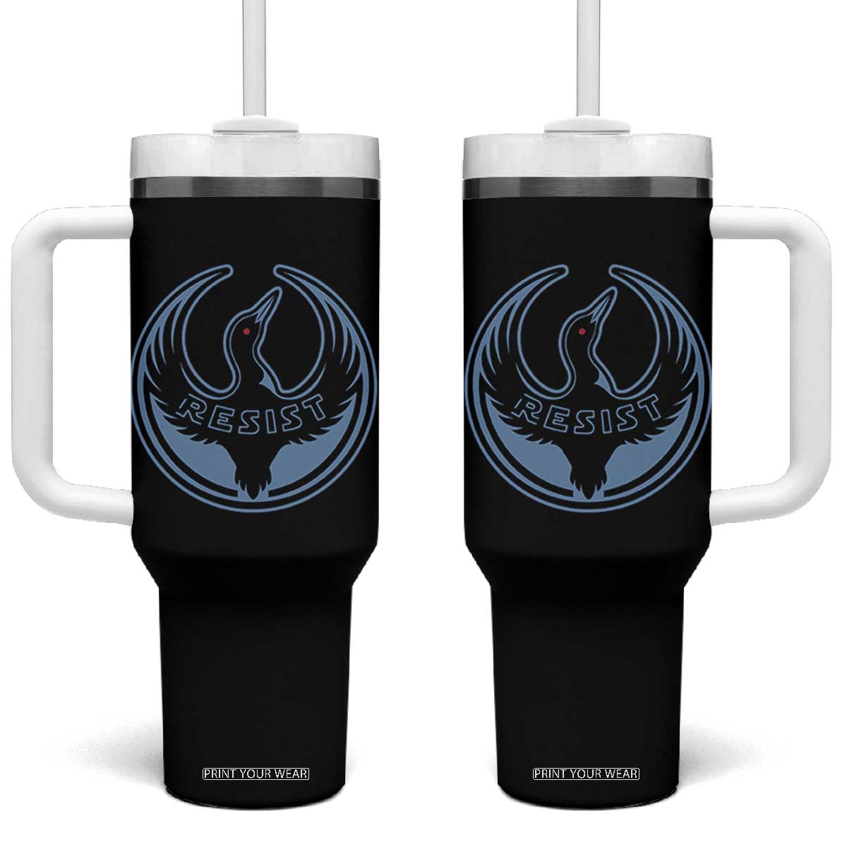 Minnesota Resist Loon Rebellion Emblem Tumbler With Handle TS02 One Size: 40 oz Black Print Your Wear