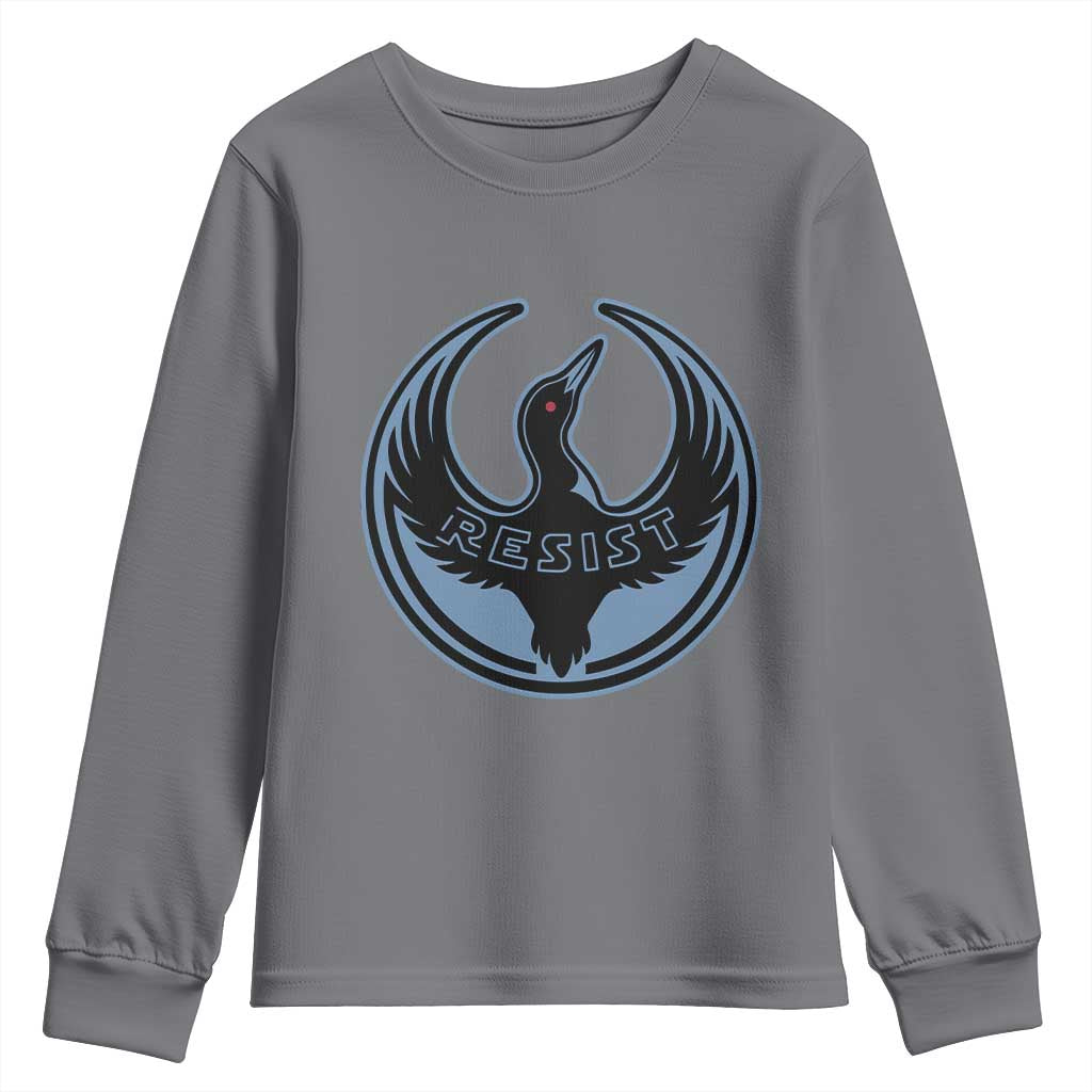Minnesota Resist Loon Rebellion Emblem Youth Sweatshirt TS02 Charcoal Print Your Wear