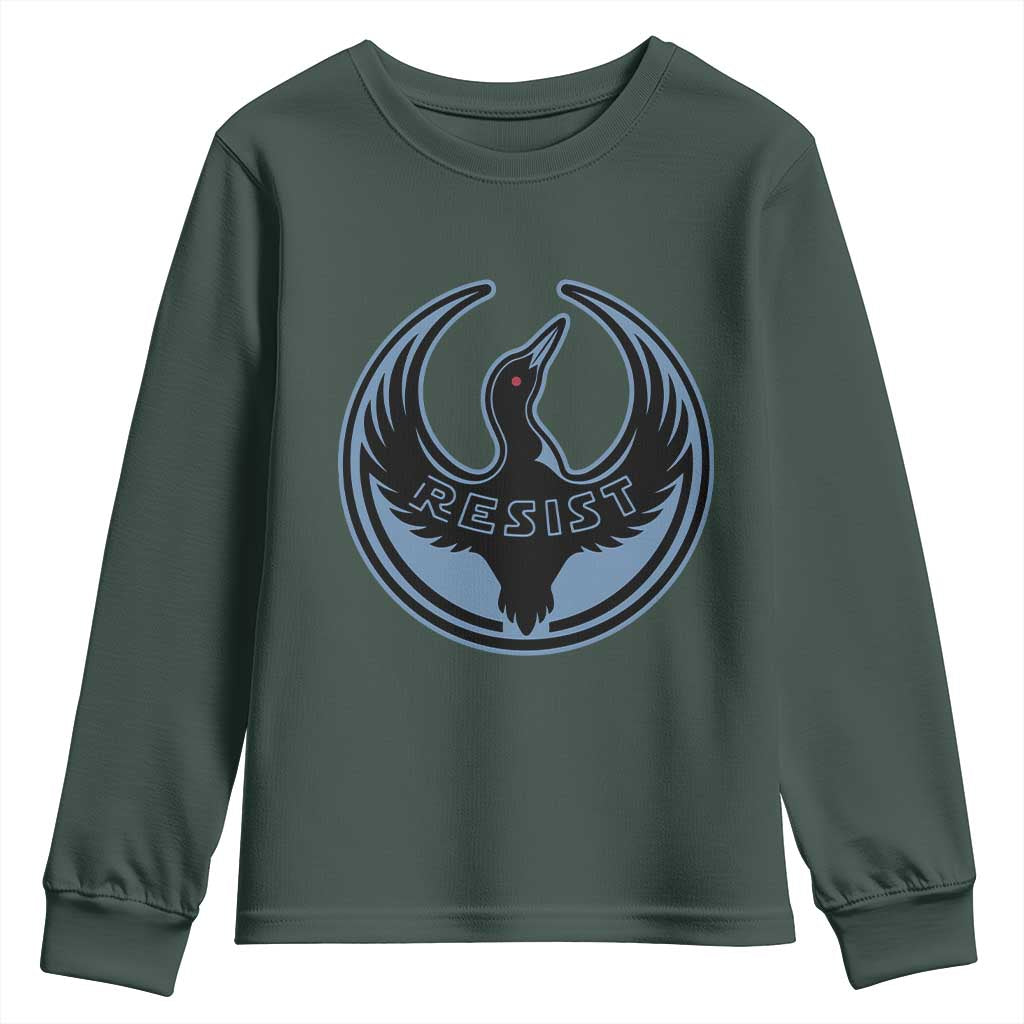 Minnesota Resist Loon Rebellion Emblem Youth Sweatshirt TS02 Dark Forest Green Print Your Wear