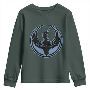 Minnesota Resist Loon Rebellion Emblem Youth Sweatshirt TS02 Dark Forest Green Print Your Wear