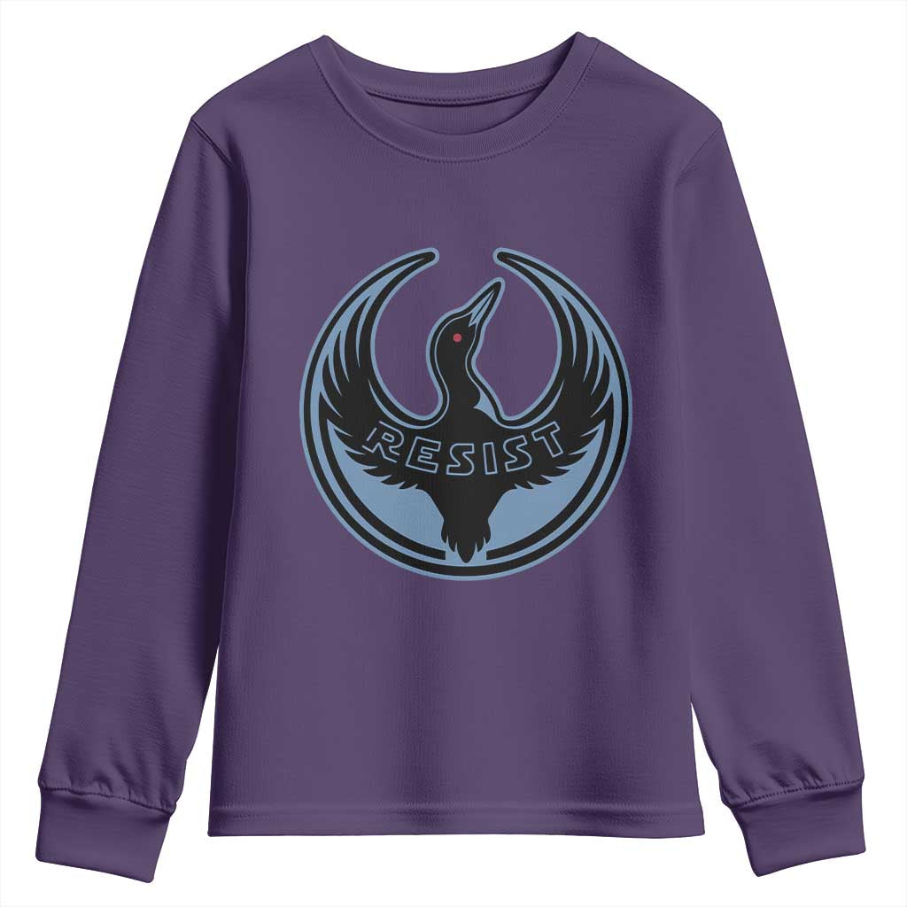 Minnesota Resist Loon Rebellion Emblem Youth Sweatshirt TS02 Purple Print Your Wear