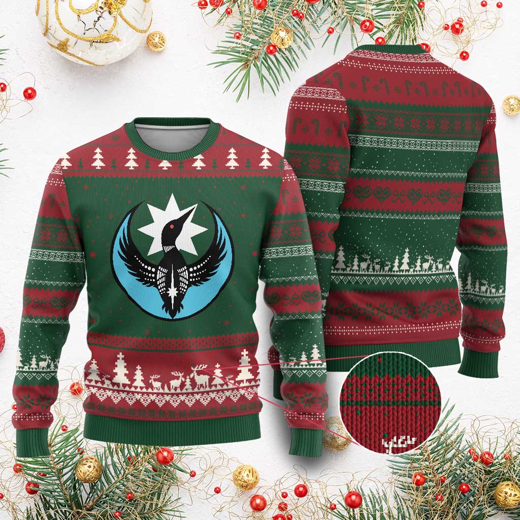 Minnesota Rebel Loon Star Emblem Ugly Christmas Sweater Rebellion Symbolic Unity Graphic TS02 Red Green Print Your Wear