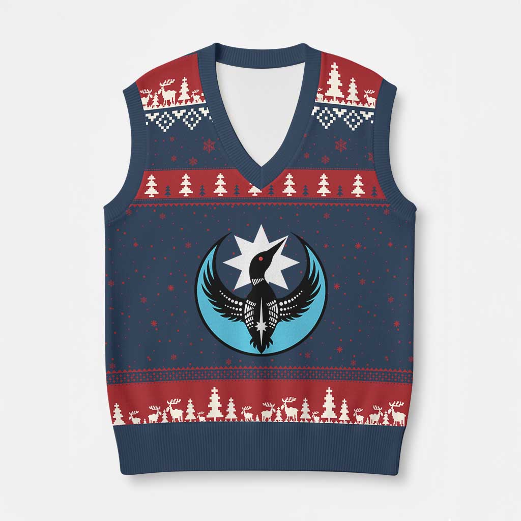 Minnesota Rebel Loon Star Emblem V-Neck Knit Sweater Vest Rebellion Symbolic Unity Graphic TS02 Navy Red Print Your Wear