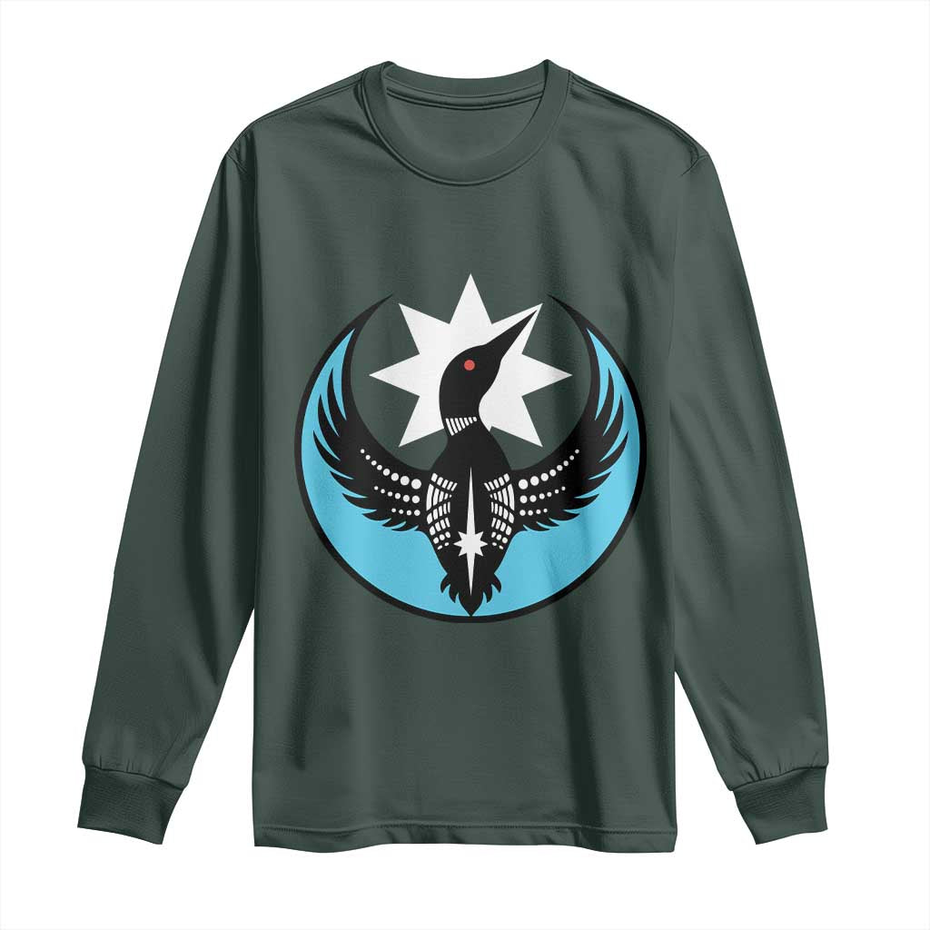 Minnesota Rebel Loon Star Emblem Long Sleeve Shirt Rebellion Symbolic Unity Graphic TS02 Dark Forest Green Print Your Wear