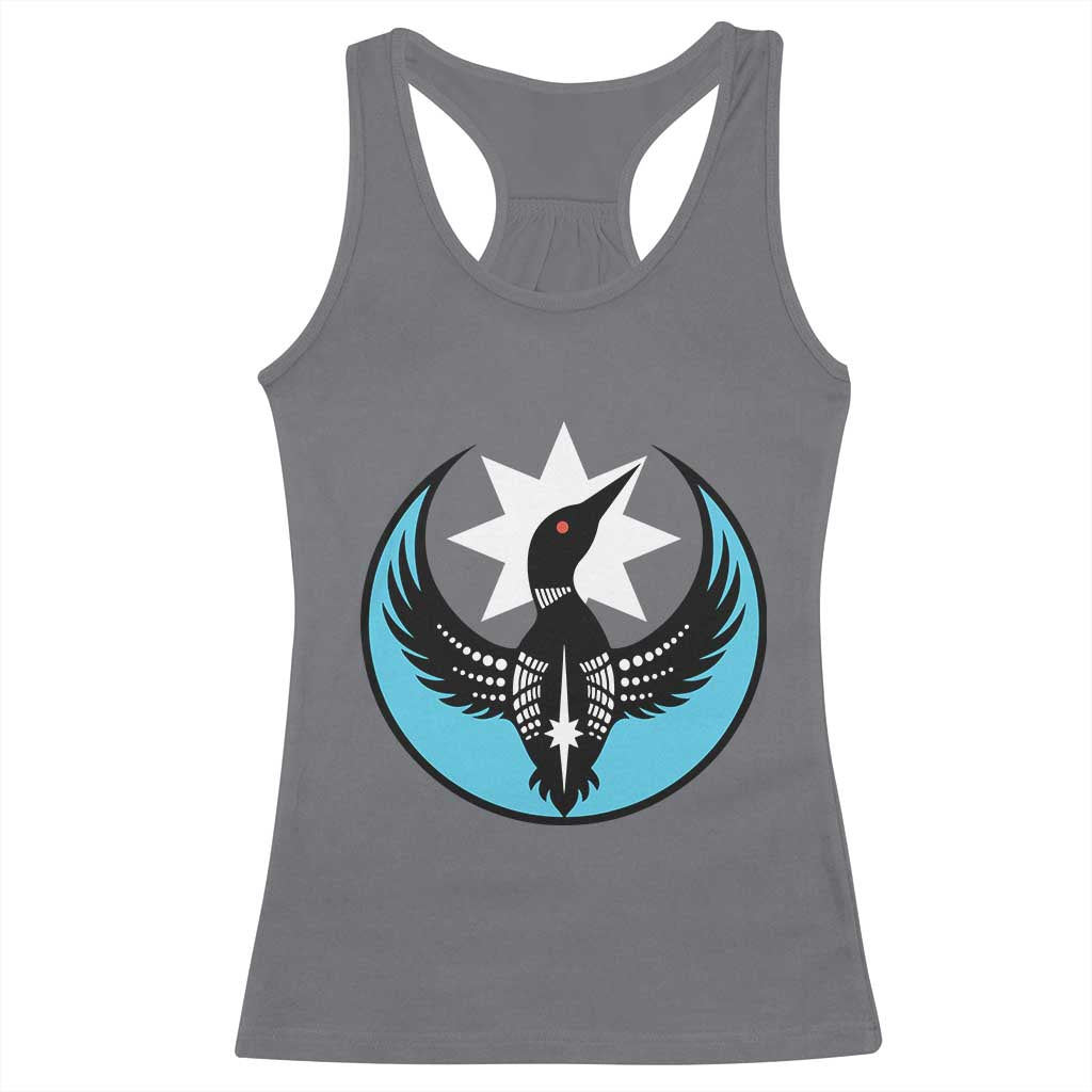 Minnesota Rebel Loon Star Emblem Racerback Tank Top Rebellion Symbolic Unity Graphic TS02 Charcoal Print Your Wear