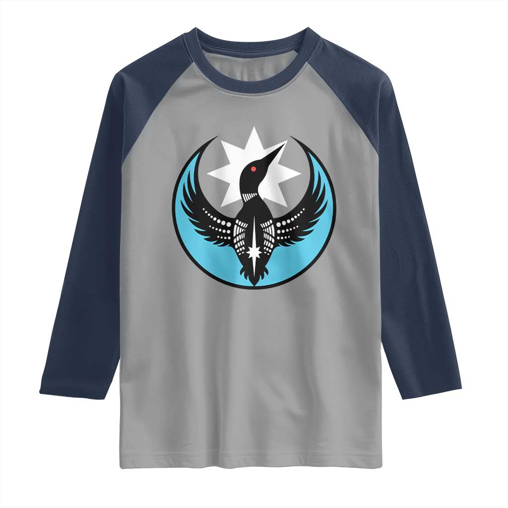 Minnesota Rebel Loon Star Emblem Raglan Shirt Rebellion Symbolic Unity Graphic TS02 Sport Gray Navy Print Your Wear