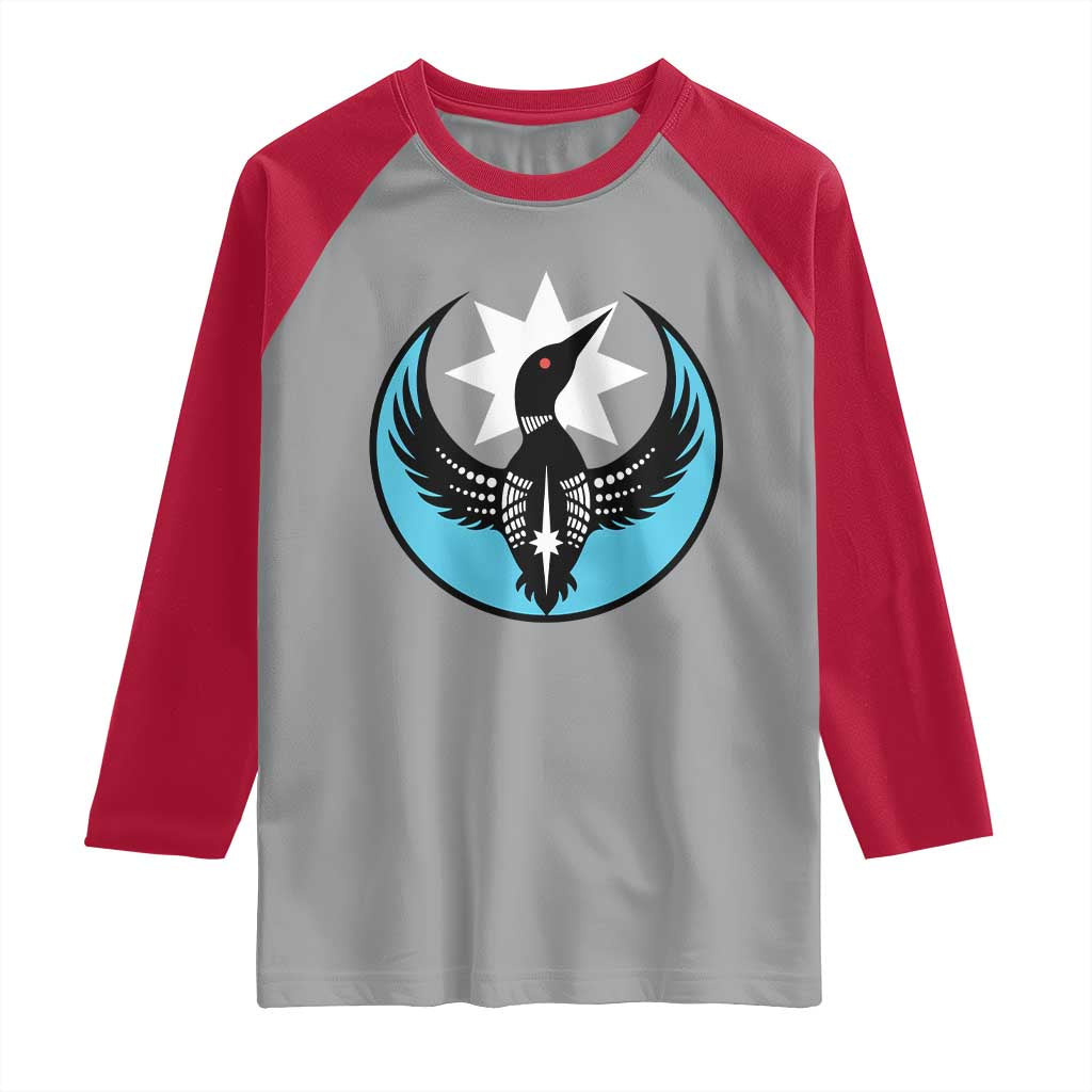 Minnesota Rebel Loon Star Emblem Raglan Shirt Rebellion Symbolic Unity Graphic TS02 Sport Gray Red Print Your Wear