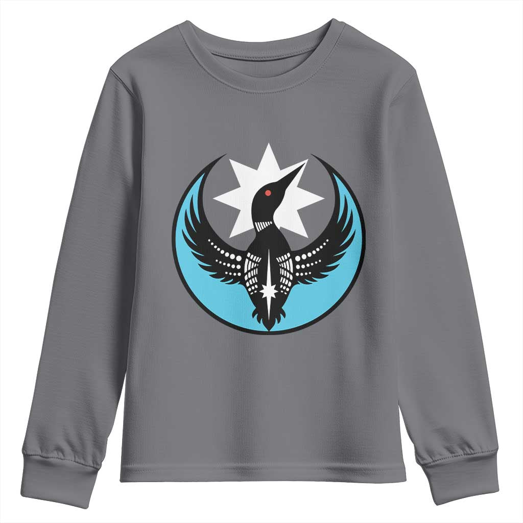 Minnesota Rebel Loon Star Emblem Youth Sweatshirt Rebellion Symbolic Unity Graphic TS02 Charcoal Print Your Wear