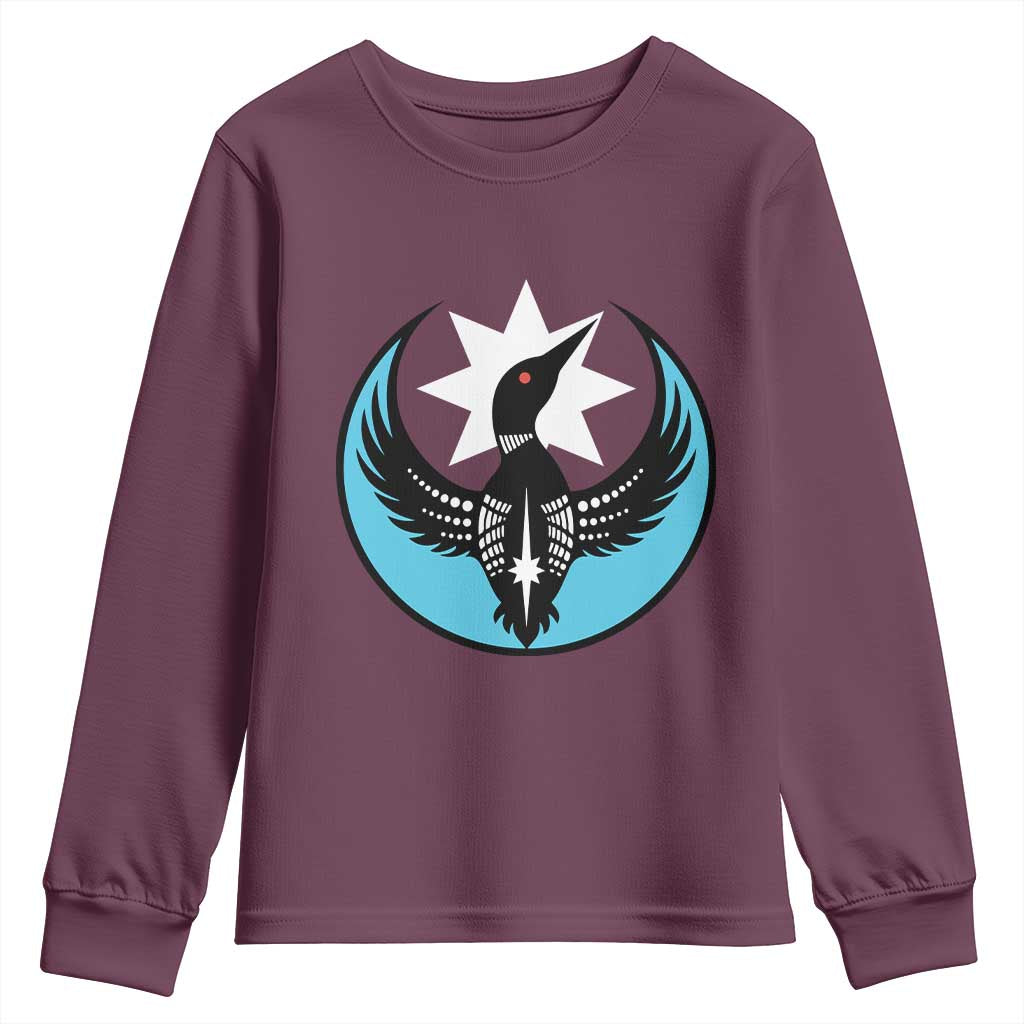 Minnesota Rebel Loon Star Emblem Youth Sweatshirt Rebellion Symbolic Unity Graphic TS02 Maroon Print Your Wear