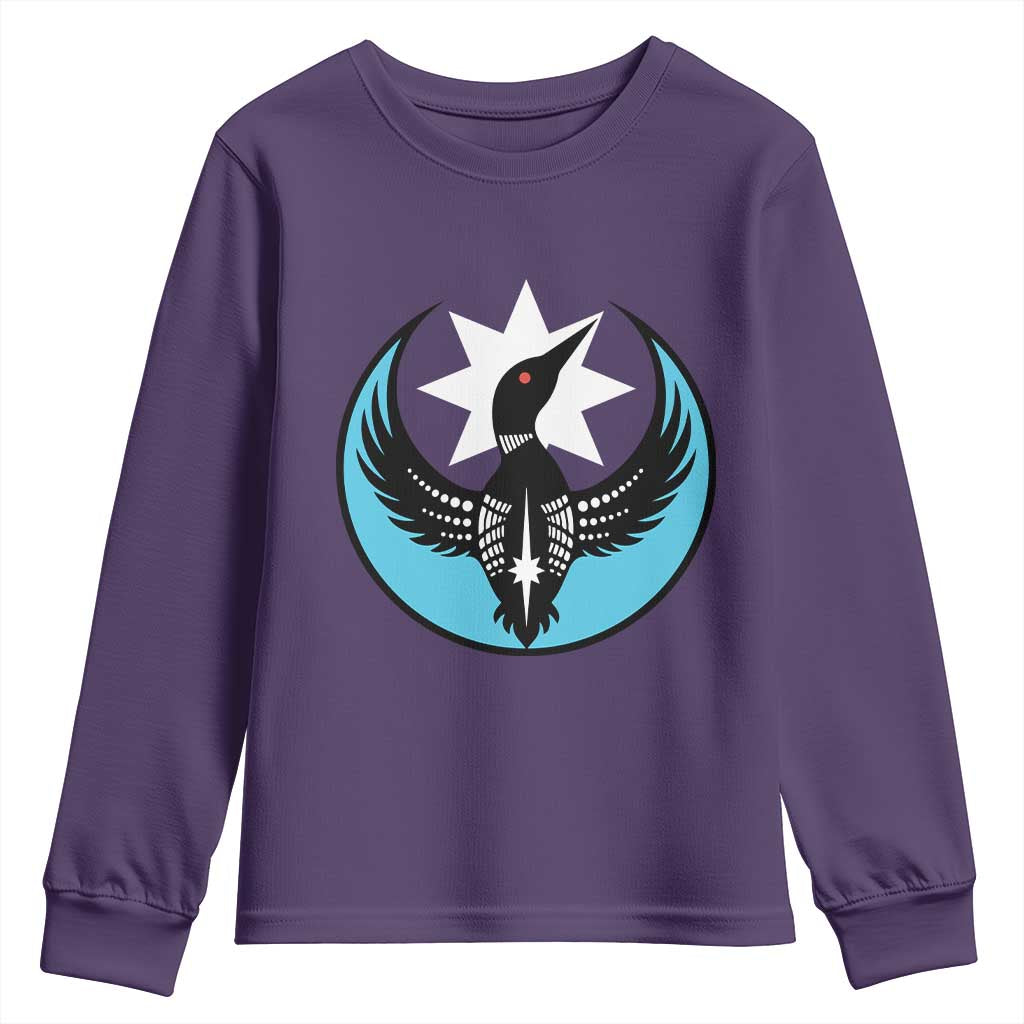 Minnesota Rebel Loon Star Emblem Youth Sweatshirt Rebellion Symbolic Unity Graphic TS02 Purple Print Your Wear