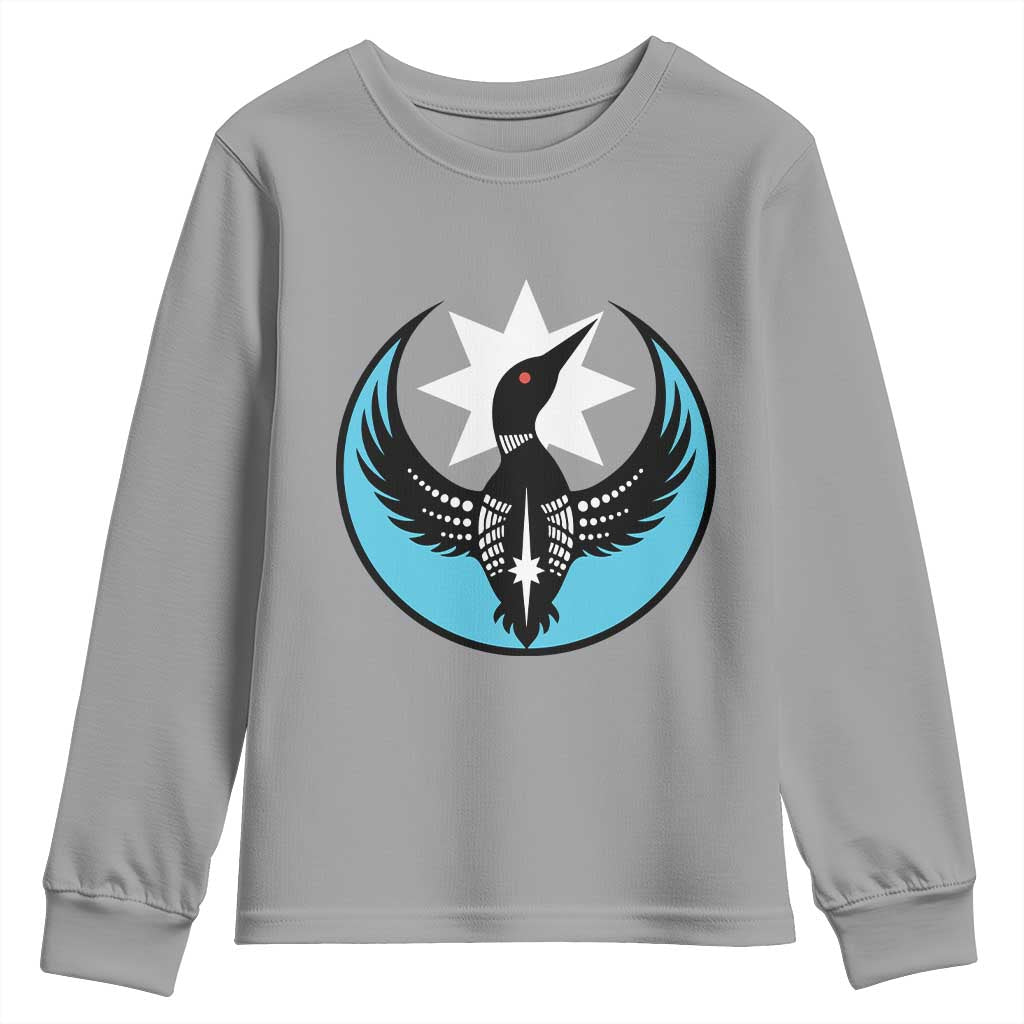 Minnesota Rebel Loon Star Emblem Youth Sweatshirt Rebellion Symbolic Unity Graphic TS02 Sport Gray Print Your Wear