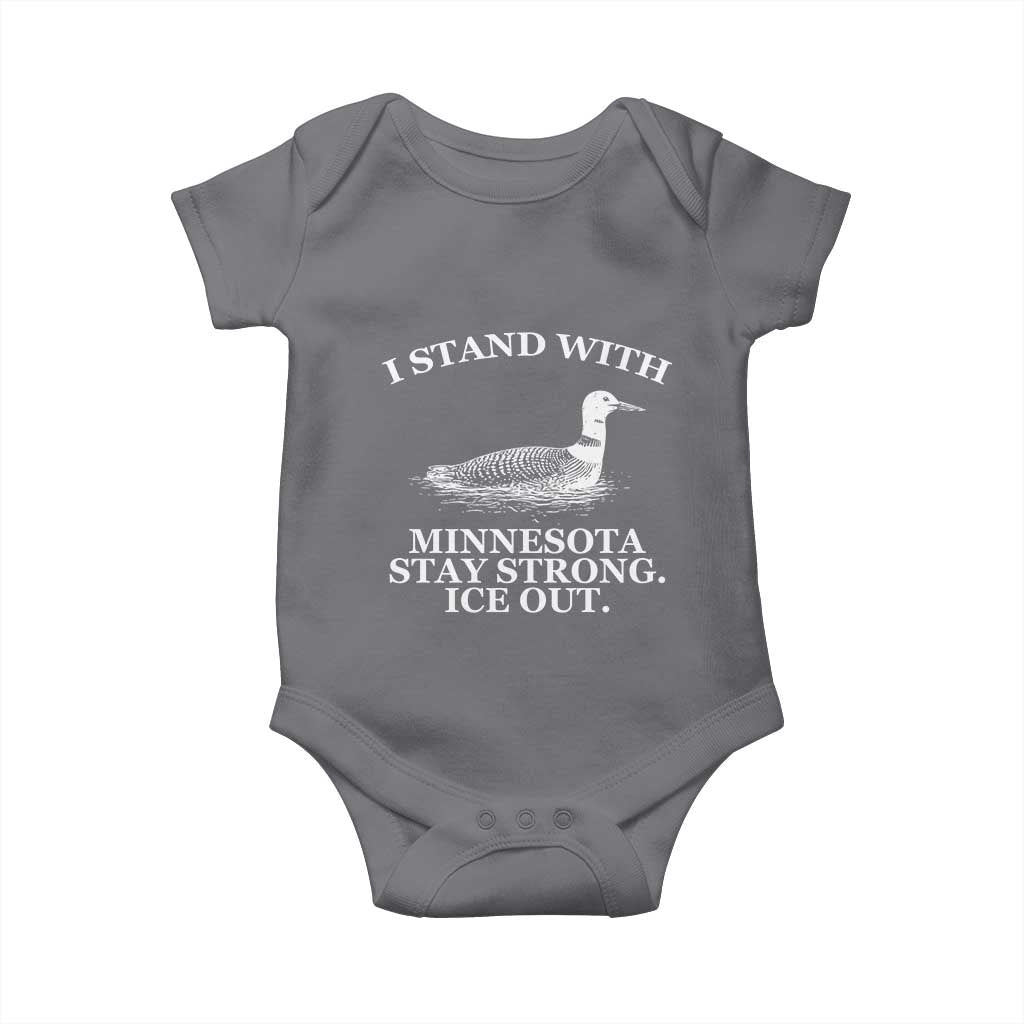 I Stand With Minnesota Resist Loon Baby Onesie Stay Strong Ice Out Protest TS02 Charcoal Print Your Wear