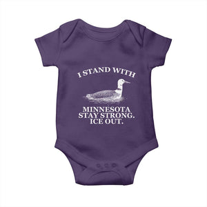 I Stand With Minnesota Resist Loon Baby Onesie Stay Strong Ice Out Protest TS02 Purple Print Your Wear