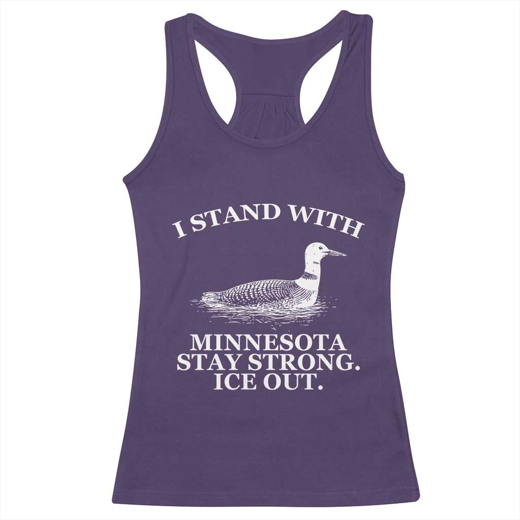 I Stand With Minnesota Resist Loon Racerback Tank Top Stay Strong Ice Out Protest TS02 Purple Print Your Wear