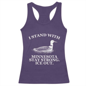 I Stand With Minnesota Resist Loon Racerback Tank Top Stay Strong Ice Out Protest TS02 Purple Print Your Wear