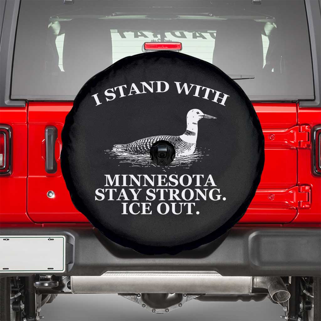 I Stand With Minnesota Resist Loon Spare Tire Cover Stay Strong Ice Out Protest TS02 Black Print Your Wear