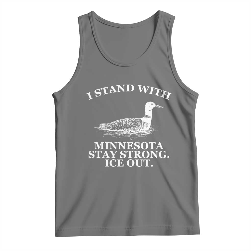 I Stand With Minnesota Resist Loon Tank Top Stay Strong Ice Out Protest TS02 Black Heather Print Your Wear