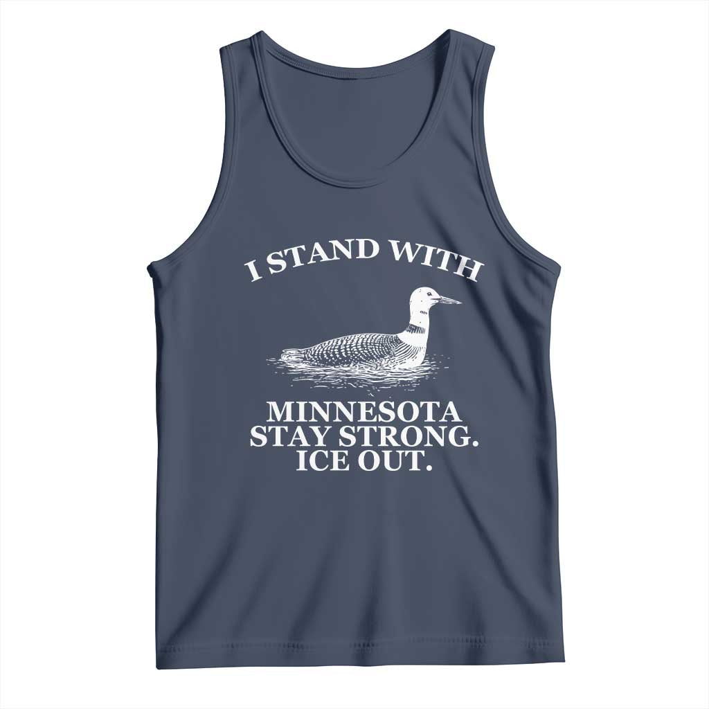 I Stand With Minnesota Resist Loon Tank Top Stay Strong Ice Out Protest TS02 Navy Print Your Wear