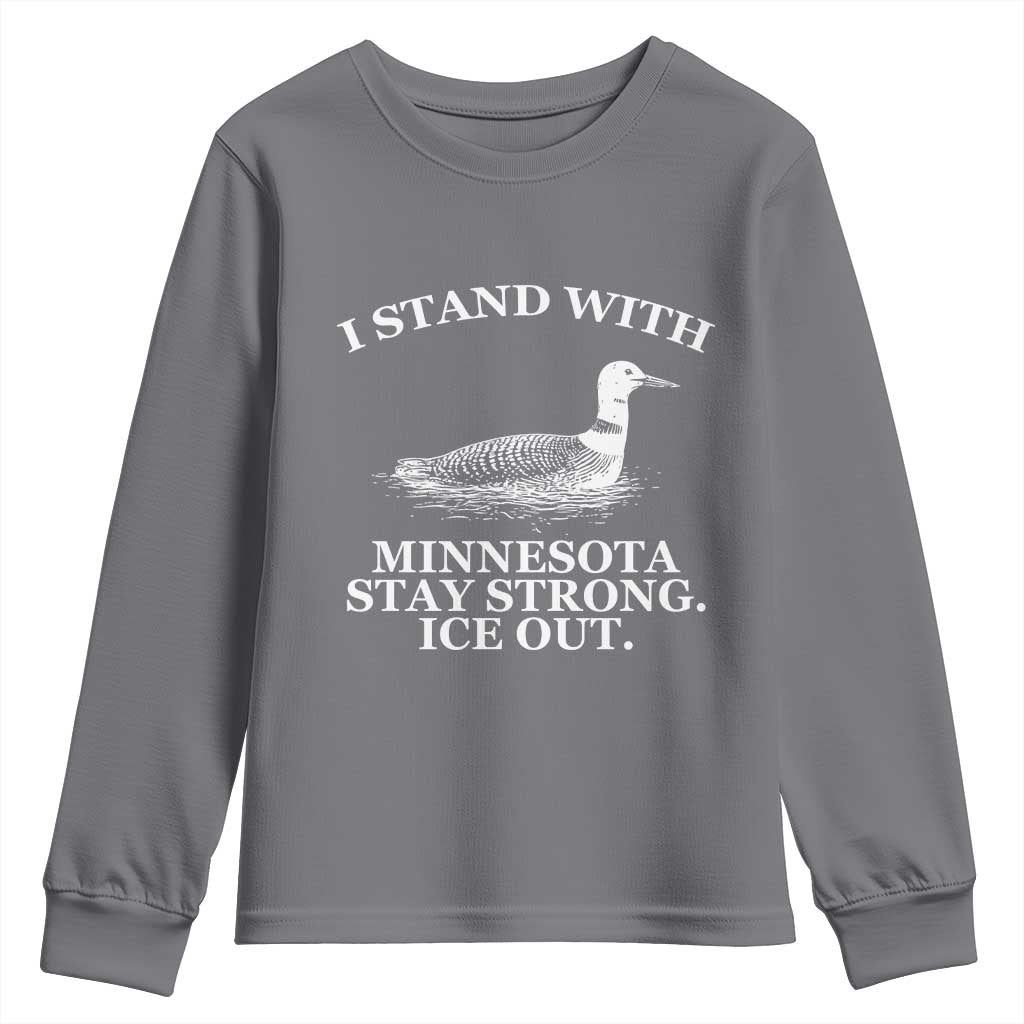 I Stand With Minnesota Resist Loon Youth Sweatshirt Stay Strong Ice Out Protest TS02 Charcoal Print Your Wear