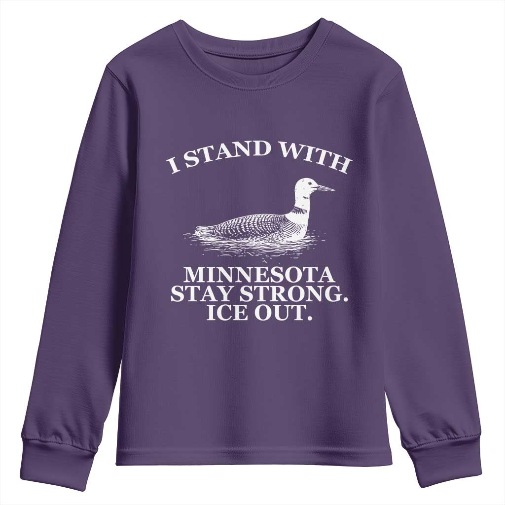 I Stand With Minnesota Resist Loon Youth Sweatshirt Stay Strong Ice Out Protest TS02 Purple Print Your Wear
