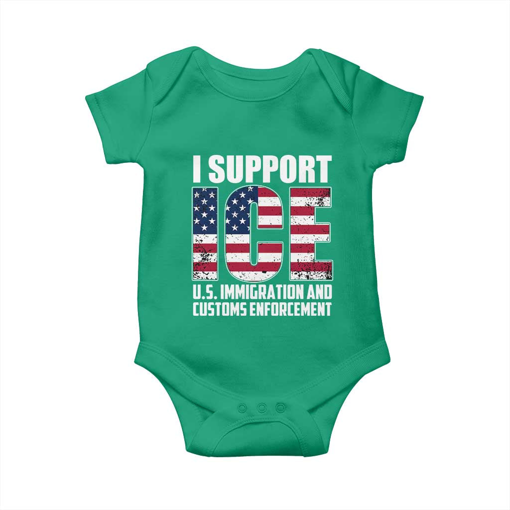 I Support ICE Patriotic Law Enforcement American Flag Baby Onesie TS02 Irish Green Print Your Wear