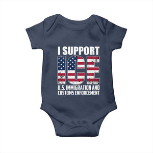 I Support ICE Patriotic Law Enforcement American Flag Baby Onesie TS02 Navy Print Your Wear