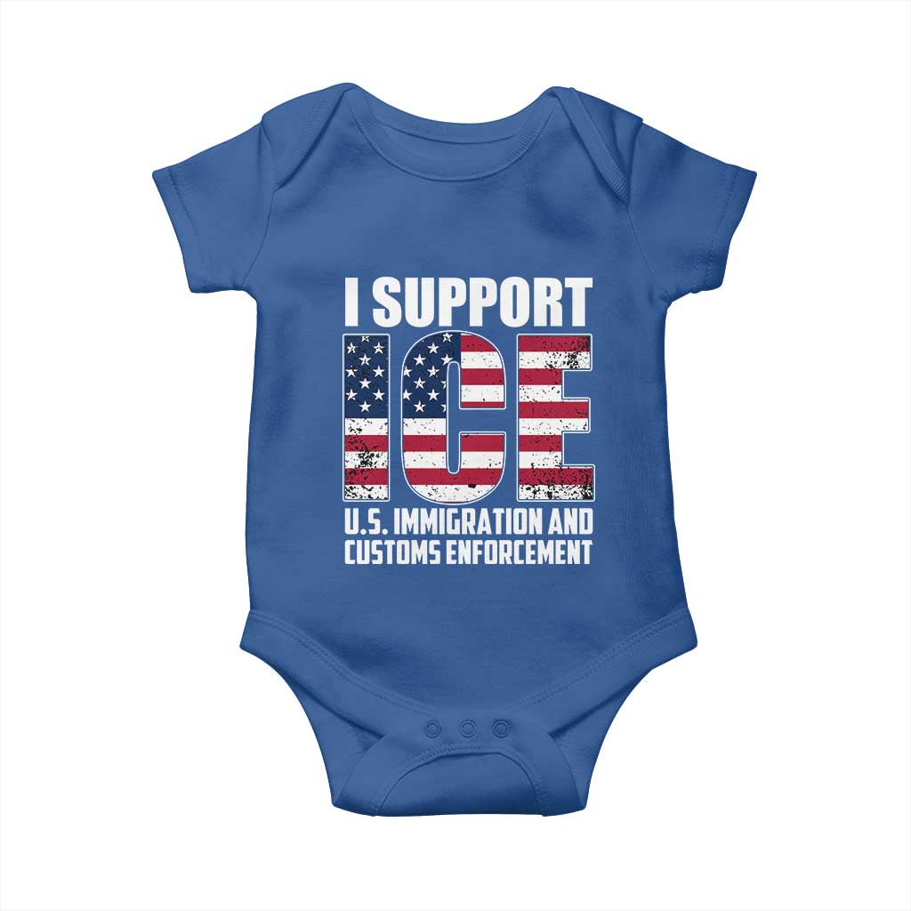 I Support ICE Patriotic Law Enforcement American Flag Baby Onesie TS02 Royal Blue Print Your Wear