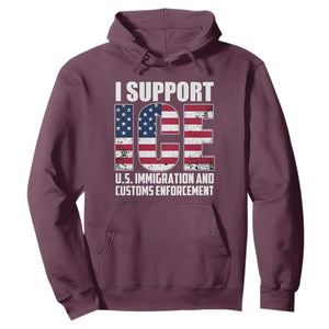 I Support ICE Patriotic Law Enforcement American Flag Hoodie TS02 Maroon Print Your Wear