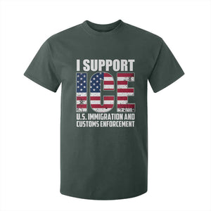 I Support ICE Patriotic Law Enforcement American Flag T Shirt For Kid TS02 Dark Forest Green Print Your Wear