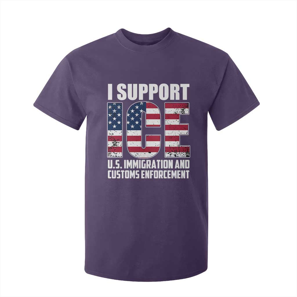 I Support ICE Patriotic Law Enforcement American Flag T Shirt For Kid TS02 Purple Print Your Wear