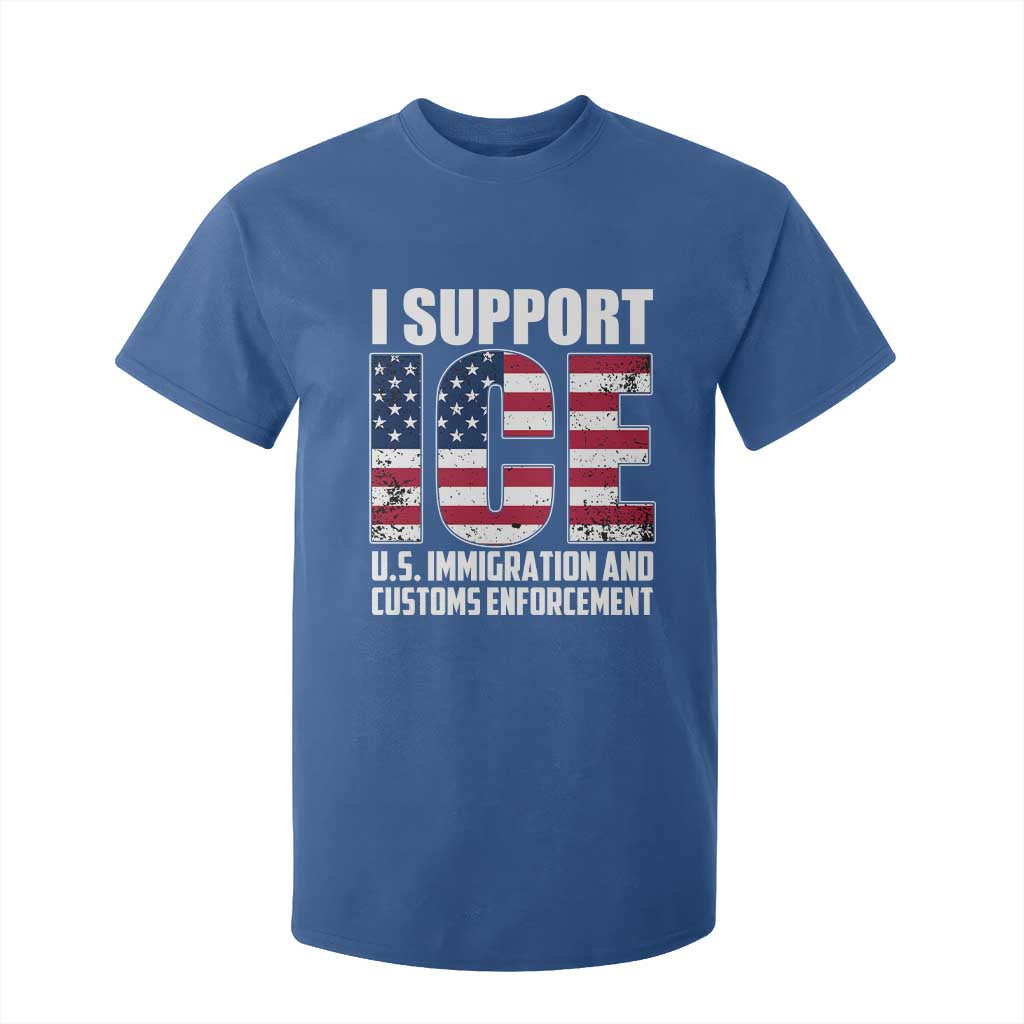 I Support ICE Patriotic Law Enforcement American Flag T Shirt For Kid TS02 Royal Blue Print Your Wear