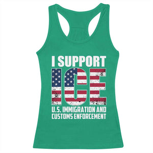 I Support ICE Patriotic Law Enforcement American Flag Racerback Tank Top TS02 Irish Green Print Your Wear