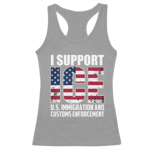 I Support ICE Patriotic Law Enforcement American Flag Racerback Tank Top TS02 Sport Gray Print Your Wear