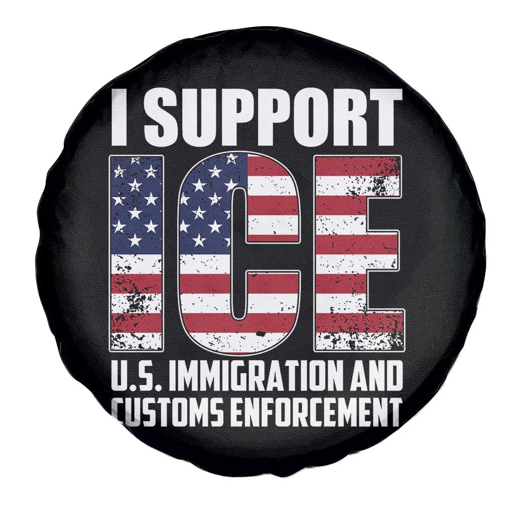 I Support ICE Patriotic Law Enforcement American Flag Spare Tire Cover TS02 Print Your Wear