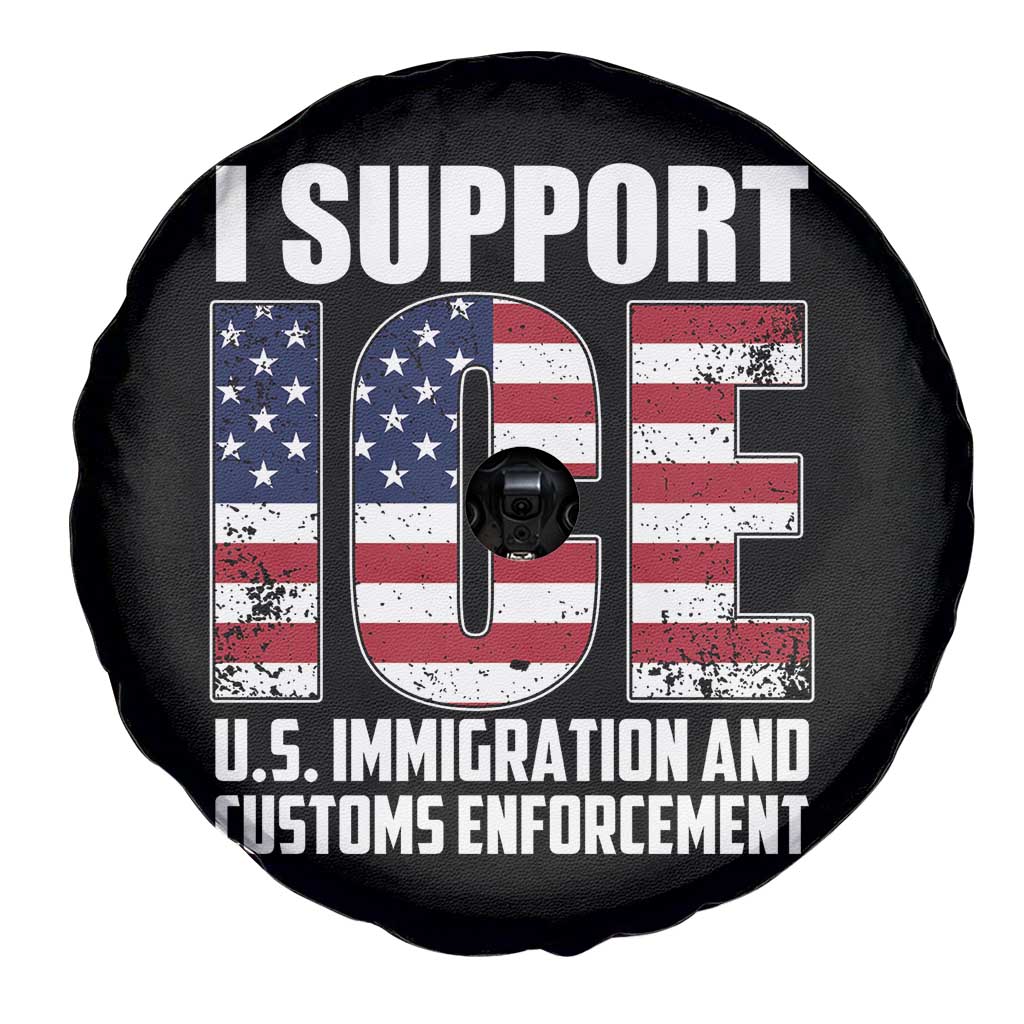 I Support ICE Patriotic Law Enforcement American Flag Spare Tire Cover TS02 Print Your Wear