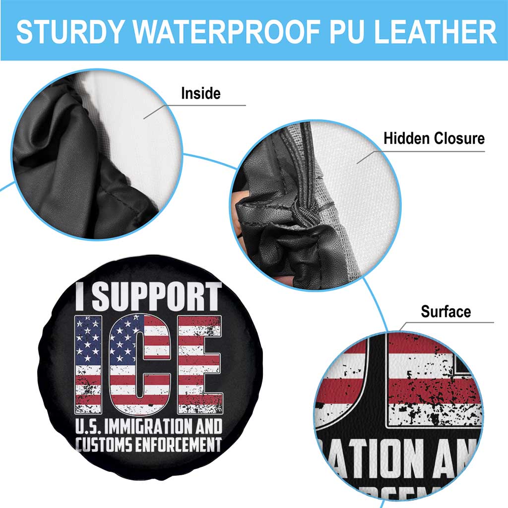 I Support ICE Patriotic Law Enforcement American Flag Spare Tire Cover TS02 Print Your Wear