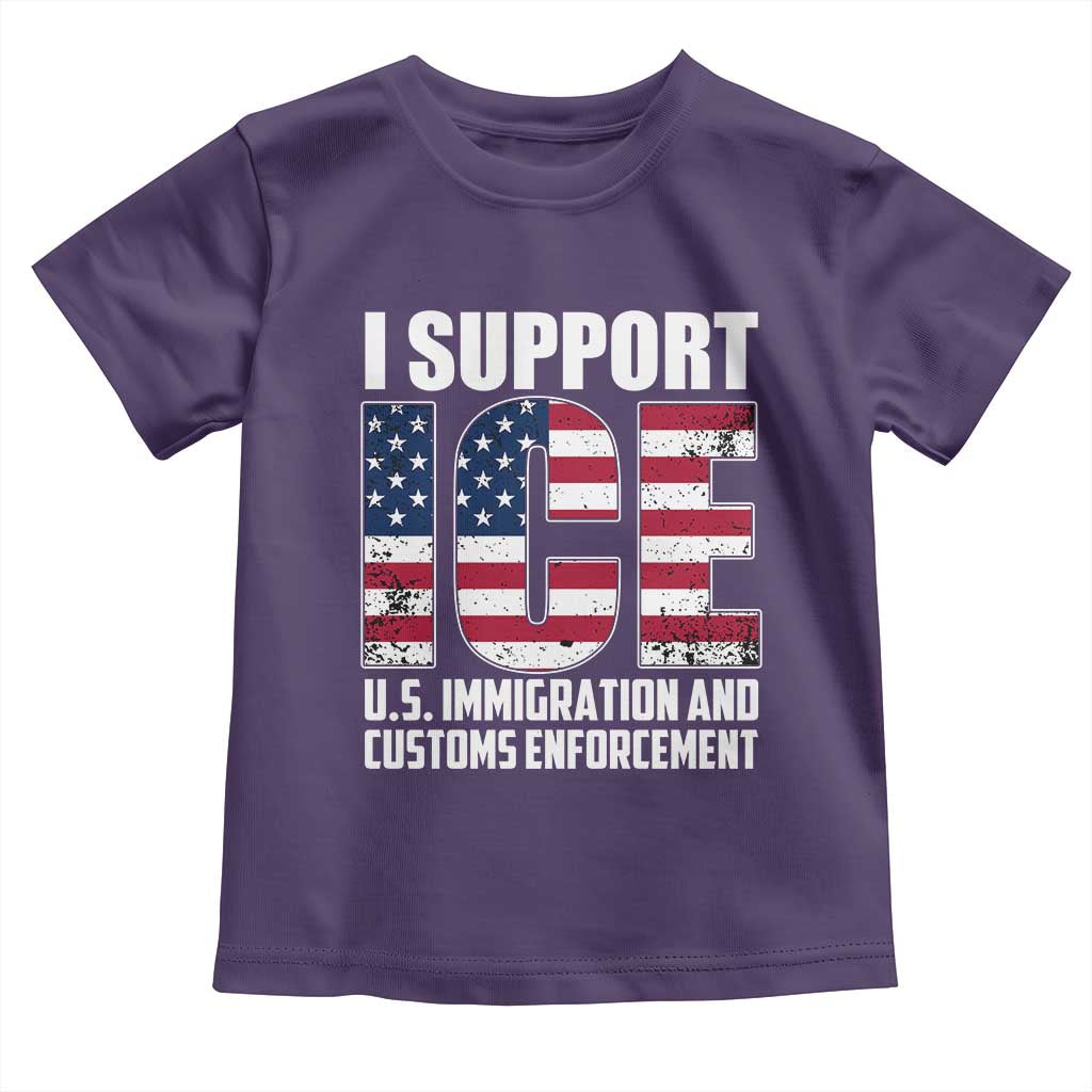 I Support ICE Patriotic Law Enforcement American Flag Toddler T Shirt TS02 Purple Print Your Wear