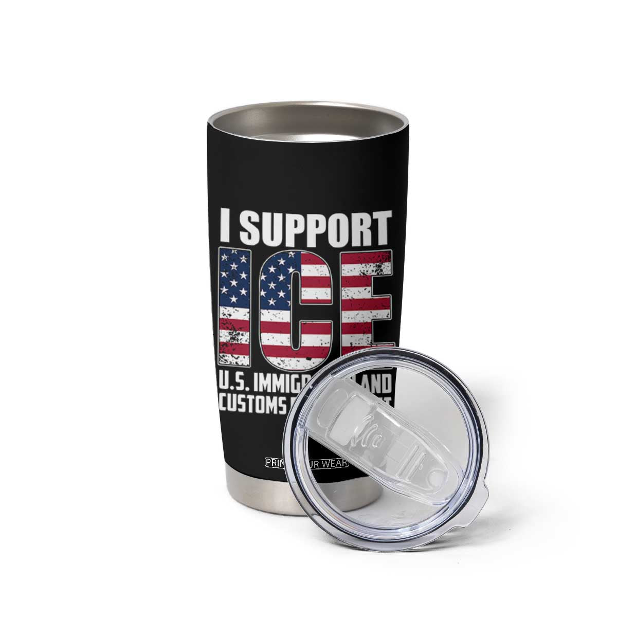 I Support ICE Patriotic Law Enforcement American Flag Tumbler Cup TS02 Print Your Wear