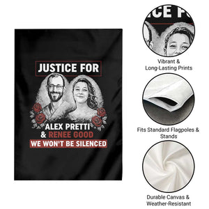 Justice for Alex Pretti and Renee Good Garden Flag We Won’t Be Silenced Minnesota Resistance Protest TS02 Print Your Wear